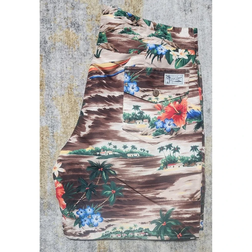 $98 NWT Polo Ralph Lauren 7.25 Inch Palm Island Swim Trunks Size 32
